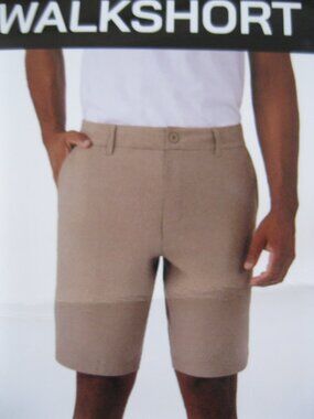 HANG TEN Men's Hybrid Board Walk Shorts, Quick Dry, Lightweight tan stripe 32/38
